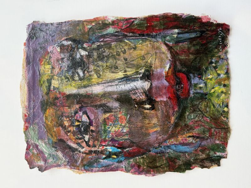 Collage 6, maleri på papir