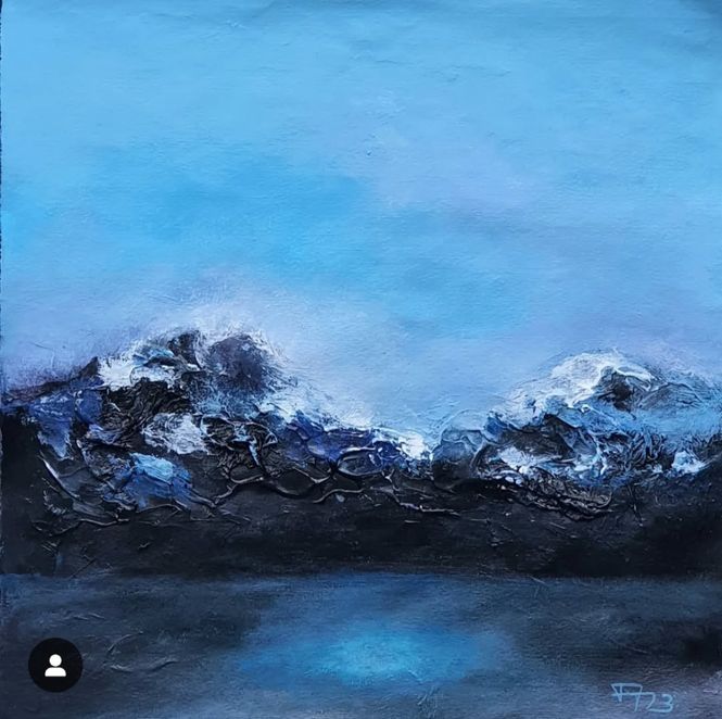 Hovedbilde Lys bak fjell 13, akryl på papir